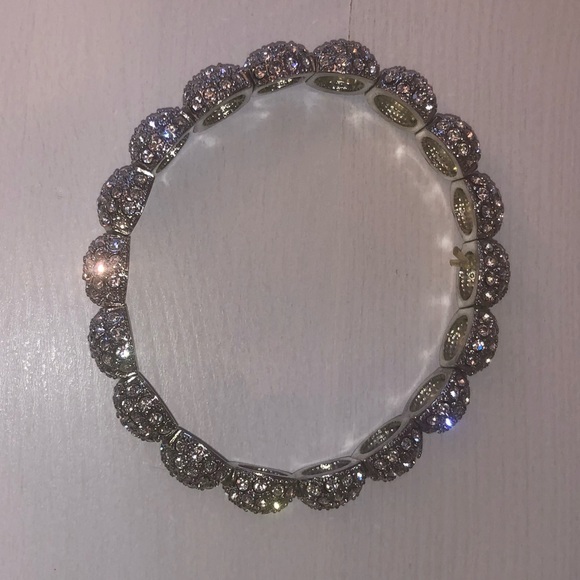 3/$12 Jeweled Silver Stretch Bracelet - Picture 2 of 2